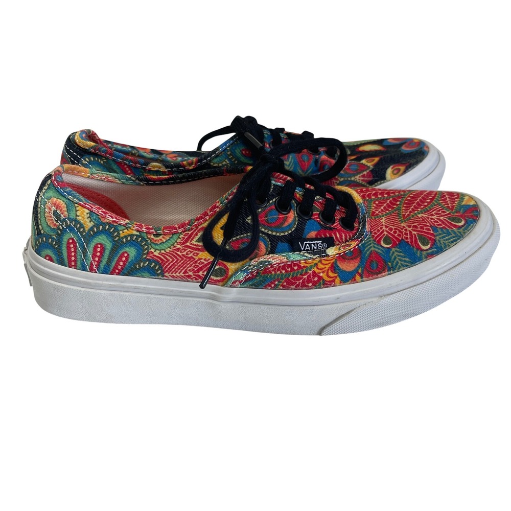Vans Sneakers Womens 6 Multi Paisley Peacock Retro Colorful Skate Shoes
